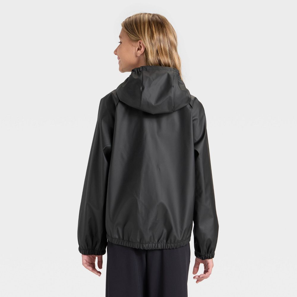 New - Girls' Hooded Rain Coat - All In Motion™ Black M