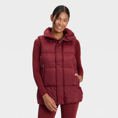 New - Women's Long Puffer Vest - All In Motion™ Maroon S