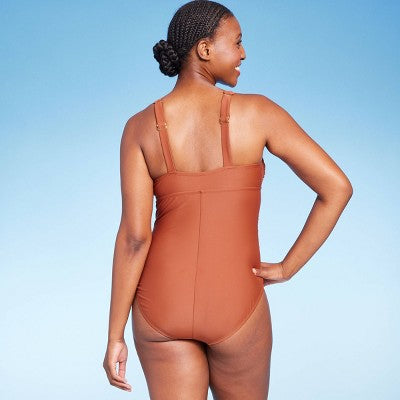 Kona Sol Women's Shirred One Piece Swimsuit Full Coverage Bathing Suit Kona SolBullseye Deals