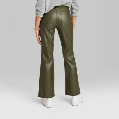 New - Wild Fable Women's Low Rise Flare Classic Faux Leather Pants Wild FableBullseye Deals
