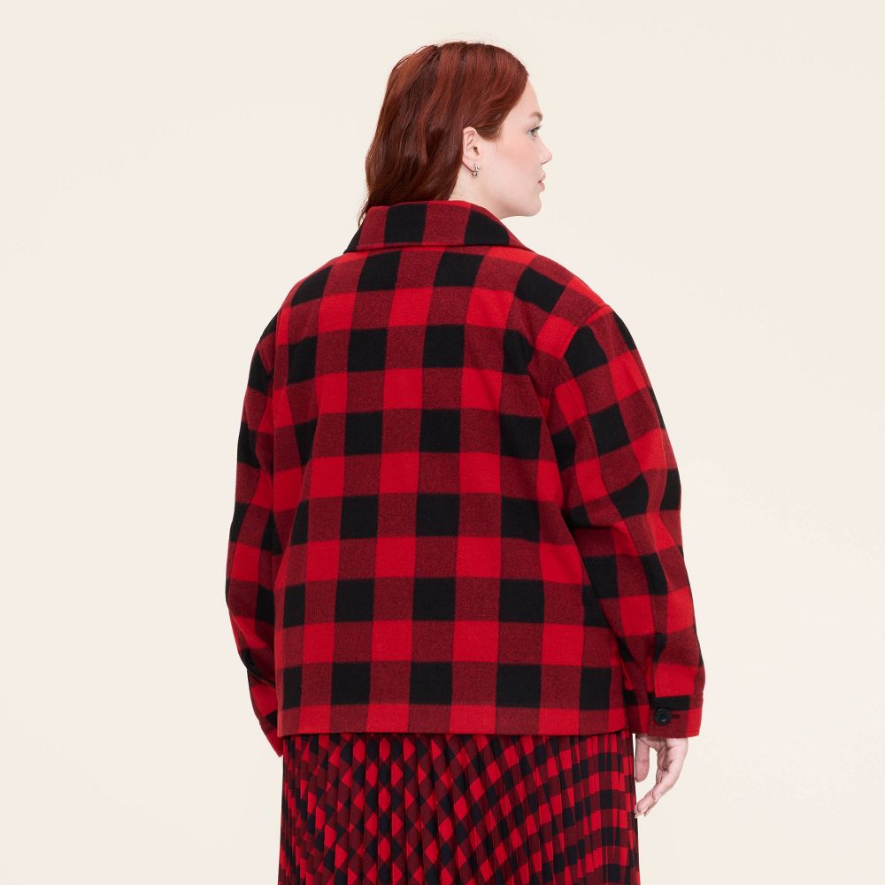 New - Women's Buffalo Check Melton Jacket - Woolrich x Target Red/Black 1X