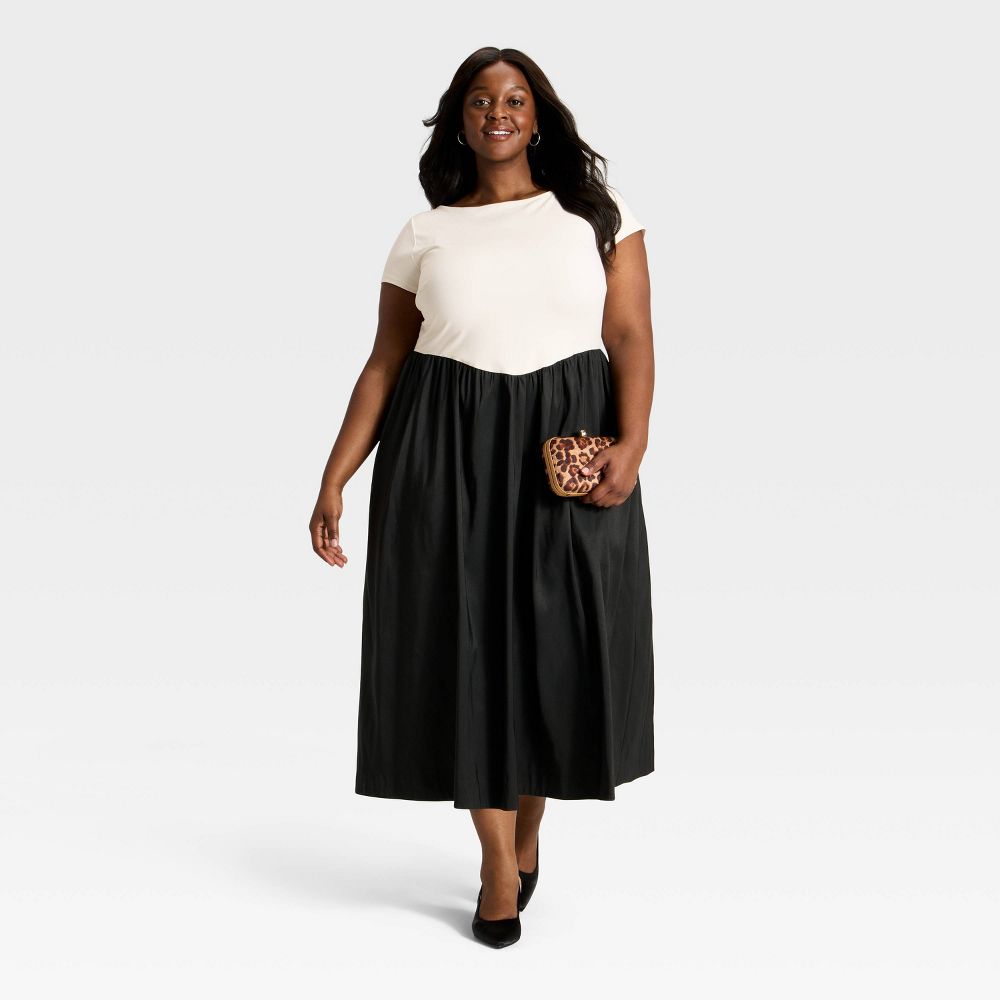 Open Box - Women's Backless Knit Maxi Dress - A New Day™ Cream/Black XXL