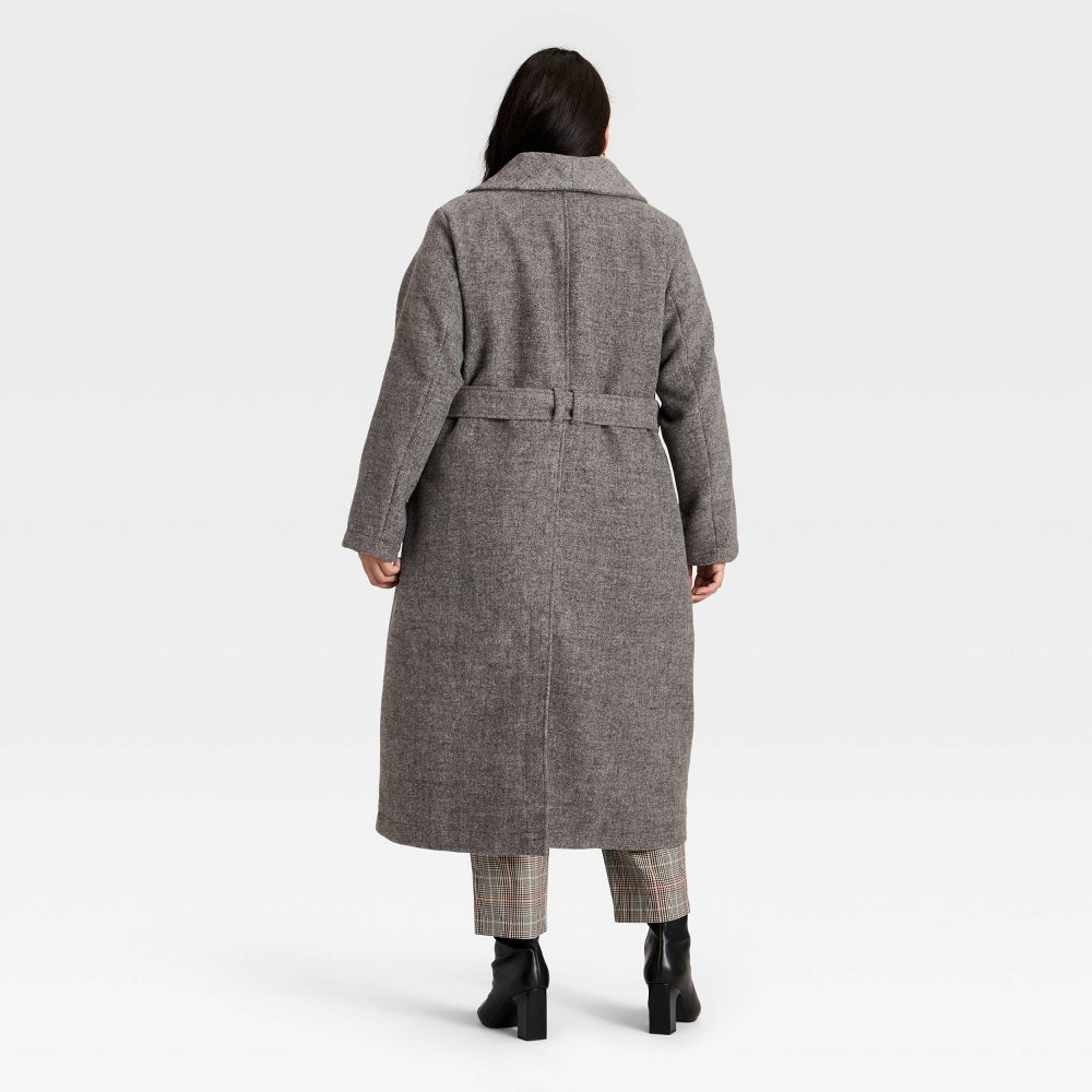 New - Women's Belted Coat - Ava & Viv™ Dark Gray 3X