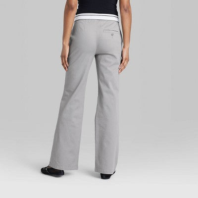 New - Wild Fable Women's Mid Rise Regular Fit Full Fold-Over Chinos Midweight Wild FableBullseye Deals