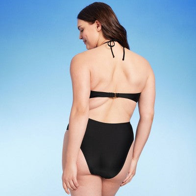 Women's Ring-Front Halter Monokini One Piece Swimsuit - Shade & Shore Shade & ShoreBullseye Deals