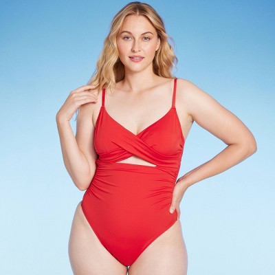 Women's Twist Detail Underwire Extra Cheeky High Leg One Piece Swimsuit - Shade & Shore Shade & ShoreBullseye Deals
