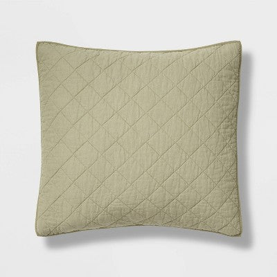 New - Threshold Pillow Sham Cotton-Linen Blend Diamond Stitch ThresholdBullseye Deals