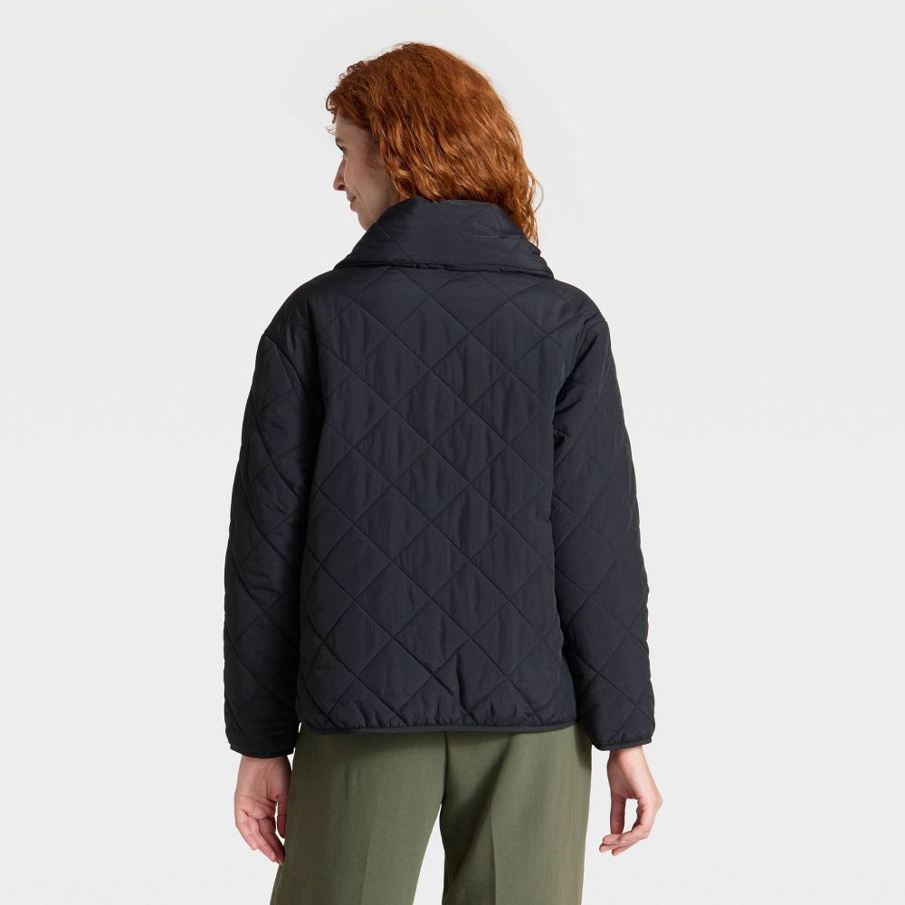 New - Women's Quilted Scarf Jacket - A New Day™ Black M