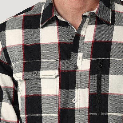 New - Wrangler Men's Button Up Flannel Shirt Basic Front Flap Pocket Zipper WranglerBullseye Deals