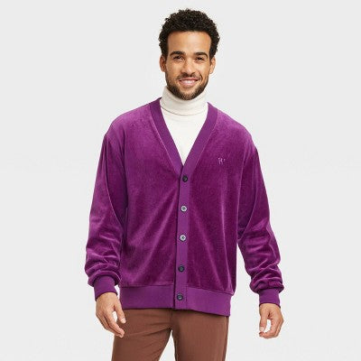 New - Houston White Adult Unisex Button Down Velour Cardigan Luxurious Houston WhiteBullseye Deals