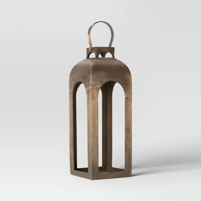 New - 21.875"x8" Pillar Cast Aluminum Lantern Candle Holders Gold - Threshold™