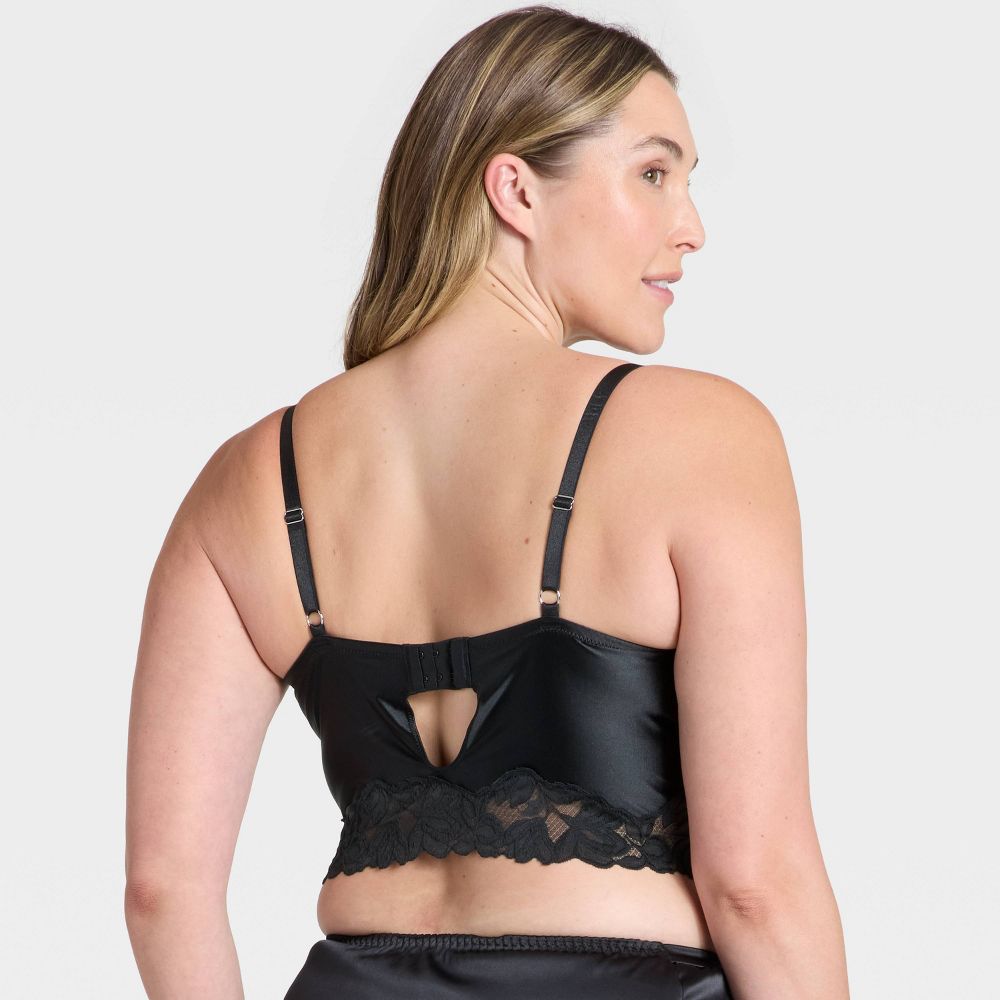 New - Women's Satin & Lace Lightly Lined Cami Bra - Auden™ Black S