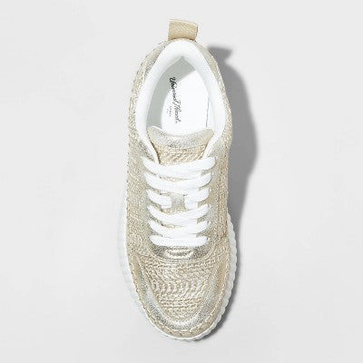 Open Box - Universal Thread Women's Low Top Lace-Up Sneakers Memory Foam Insole Woven Universal ThreadBullseye Deals