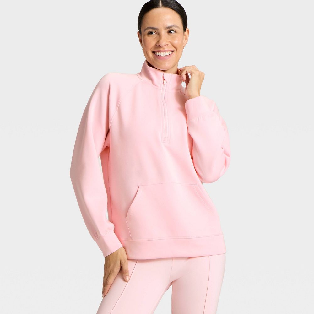 Open Box - Women's Airy Sleek Legging Friendly Half Zip Sweatshirt - All In Motion™ Light Pink XS