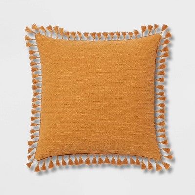 New - Threshold Euro Textured Slub Tassel Pillow 24x24 Tassels OEKO-TEX Certified ThresholdBullseye Deals
