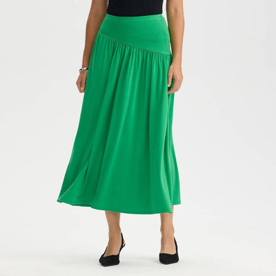 New - Women's Ruched Midi A-Line Skirt - A New Day™ Medium Green L