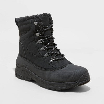New - All In Motion Men's Faux Leather Lace Up Ankle Winter Boots Waterproof All in MotionBullseye Deals