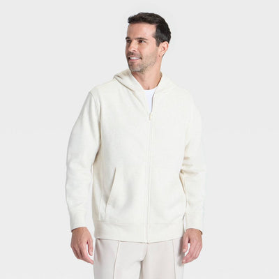 New - Men's Active Comfort Fleece Full-Zip Sweatshirt - All In Motion™ Oatmeal L