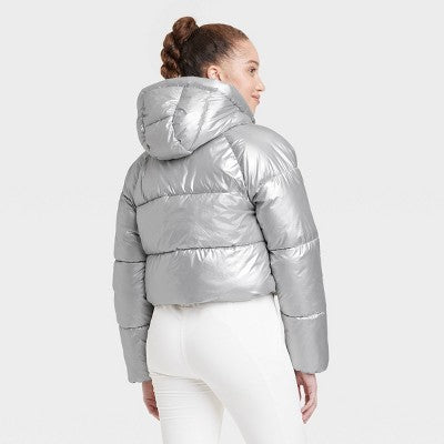New - All In Motion Women's Cropped Winter Hooded Wind-Resistant Snow Sport Jacket All In MotionBullseye Deals
