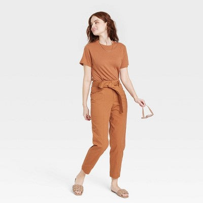 Open Box - A New Day Women's Tapered Casual High Rise Ankle Length Tie-Front Pants A New DayBullseye Deals