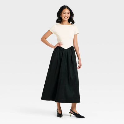 Open Box - Women's Backless Knit Maxi Dress - A New Day™ Cream/Black M