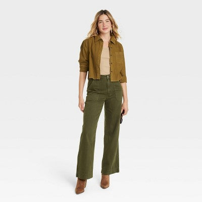 Universal Thread Women's High Waisted Wide Leg Cropped High-Rise Jeans Universal ThreadBullseye Deals