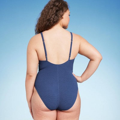 New - Shade & Shore Women's High Leg One Piece Swimsuit Pucker Textured Bathing Suit Shade & ShoreBullseye Deals