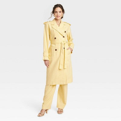 New - A New Day Women's Button Up Linen Trench Coat Jacket A New DayBullseye Deals