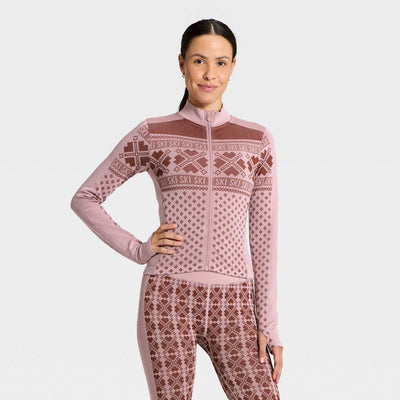 New - Women's Seamless Fair Isle Printed Full Zip Jacket - All In Motion™ Maroon/Light Pink XXL