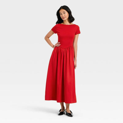 New - Women's Backless Knit Maxi Dress - A New Day™ Dark Red XS