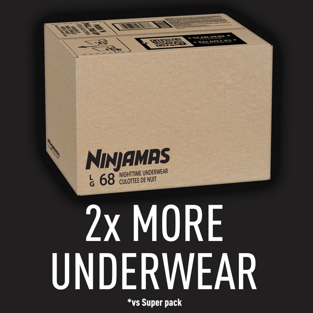 New - Pampers Ninjamas Nighttime Bedwetting Underwear Girl - Size 8 - 68ct