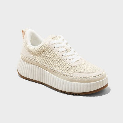 Open Box - Universal Thread Women's Low Top Lace-Up Sneakers Memory Foam Insole Woven Universal ThreadBullseye Deals