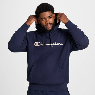 New - Champion Adult Sizing Iconic Embroidered Hoodie - Navy XXL