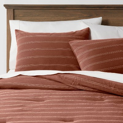New - Threshold Comforter & Sham Set Cotton Chalk Stripes ThresholdBullseye Deals