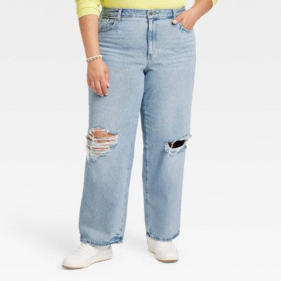 Universal Thread Women's Mid-Rise Baggy Jeans Classic 90's Vintage Straight Fit Universal ThreadBullseye Deals