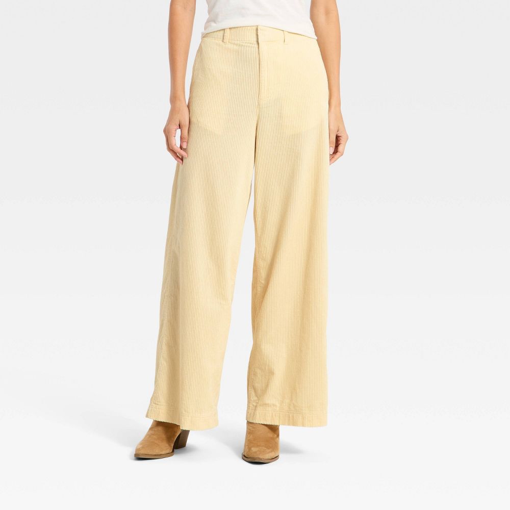 New - Women's High-Rise Corduroy Palazzo Pants - Universal Thread™ Cream 2