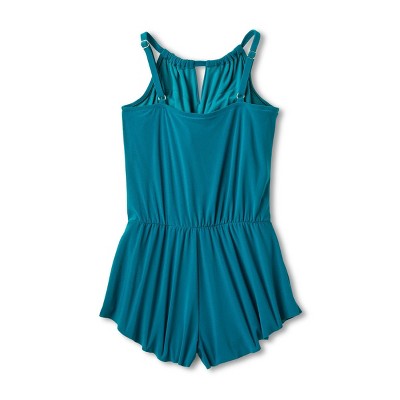 Open Box - Aqua Green Women's Swim Romper One Piece Swimsuit with Pocket UPF 50+ Aqua GreenBullseye Deals