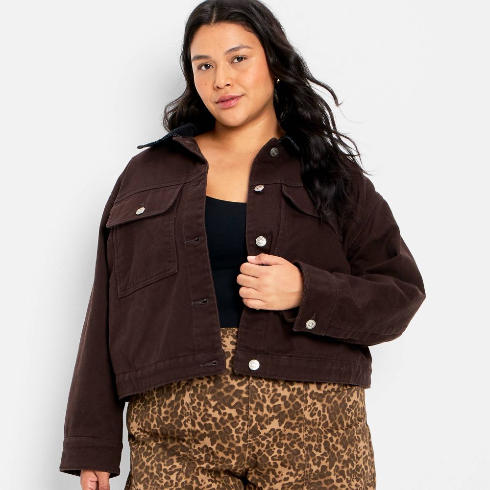 New - Women's Quilted Barn Jacket - Future Collective Brown 3X