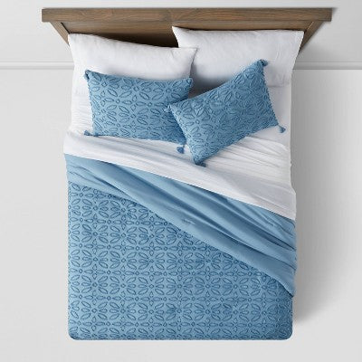 New - Threshold 7-Piece Comforter & Sheet Set Floral Clipped Jacquard ThresholdBullseye Deals