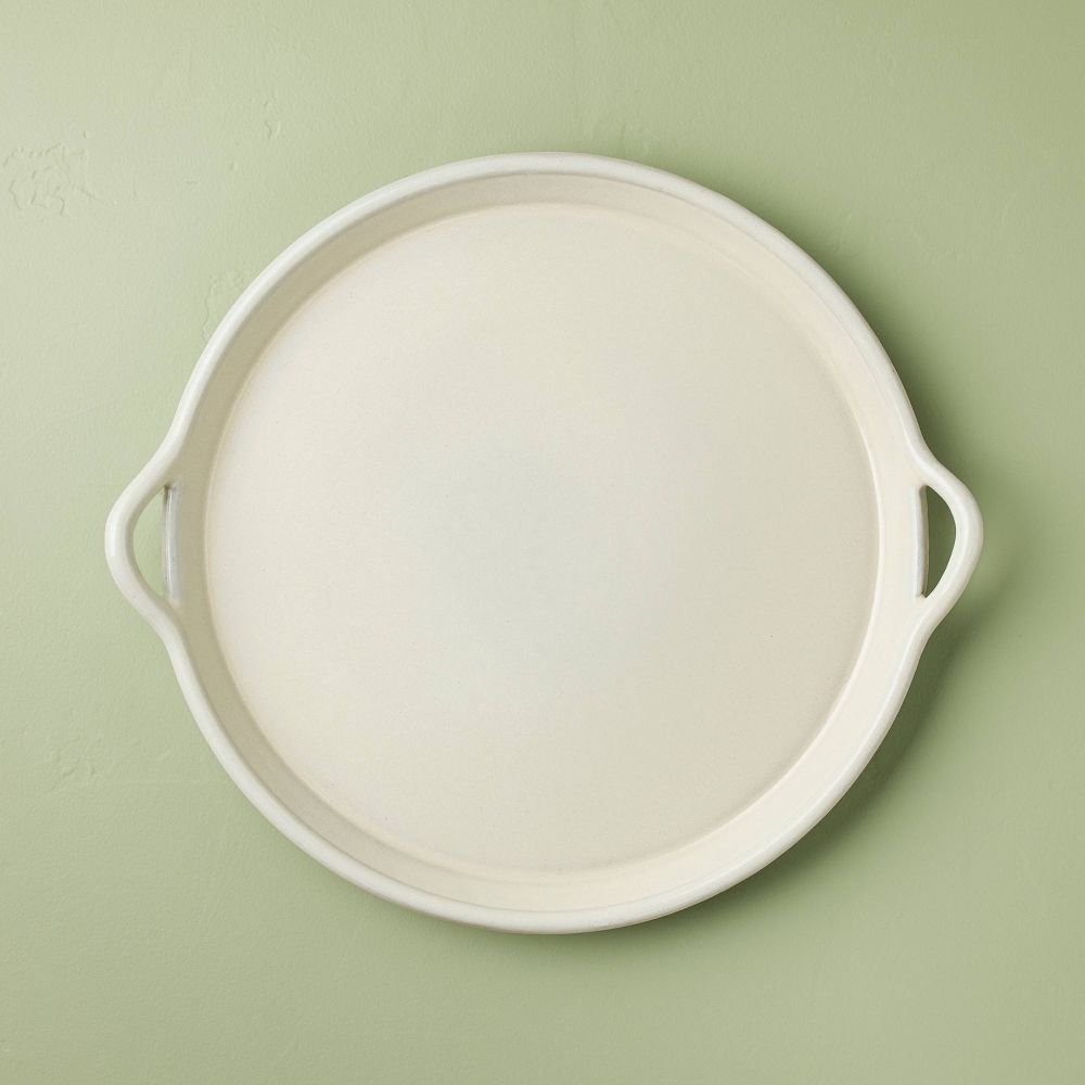 New - 17.5" Oversized Ceramic Tray with Handles Cream - Hearth & Hand™ with Magnolia