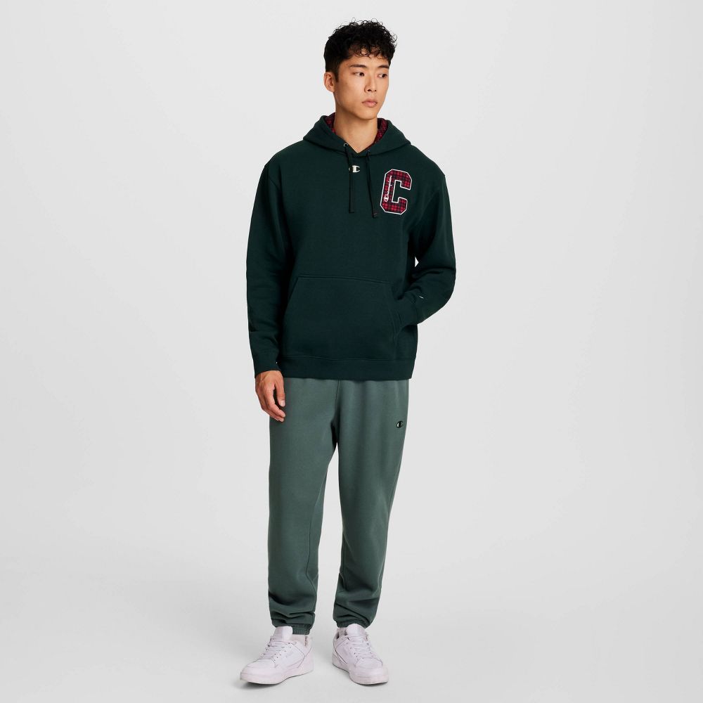 New - Champion Men's Plaid Hooded Sweatshirt - Green S