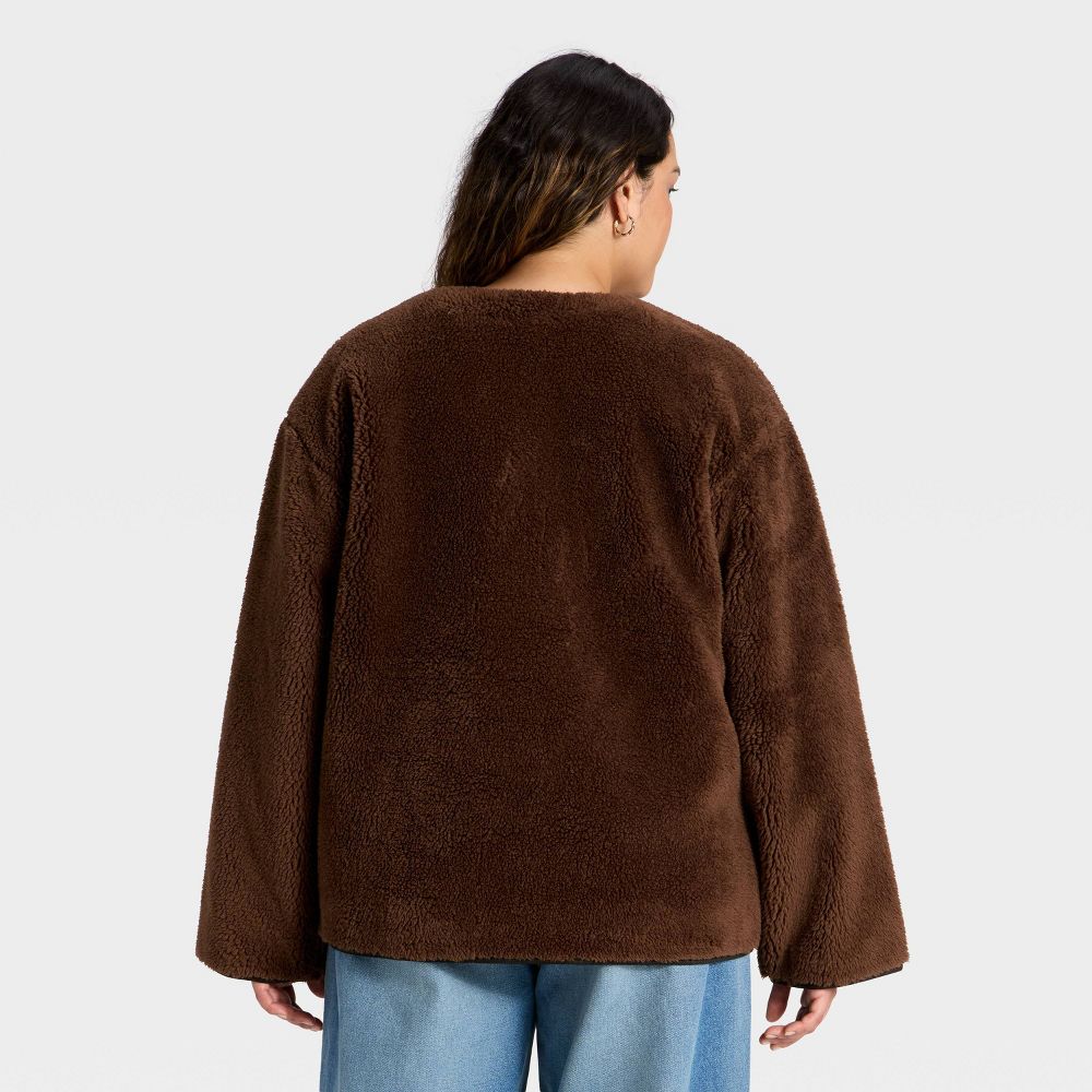 New - Women's Faux Sherling Coat - Universal Thread™ Dark Brown XXL