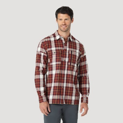 New - Wrangler Men's Button Up Flannel Shirt Basic Front Flap Pocket Zipper WranglerBullseye Deals