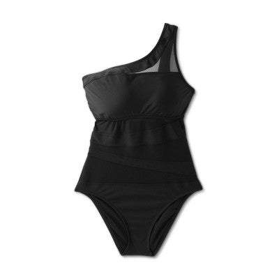 Shade & Shore Women's One Shoulder Mesh One Piece Swimsuit Swimwear Shade & ShoreBullseye Deals