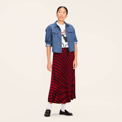 Open Box - Women's Buffalo Check Midi A-Line Pleated Skirt - Woolrich x Target Red/Black XS