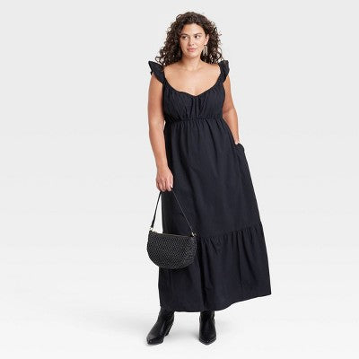 New - Women's Flutter Cap Sleeve Maxi A-Line Dress - Universal Thread Universal ThreadBullseye Deals