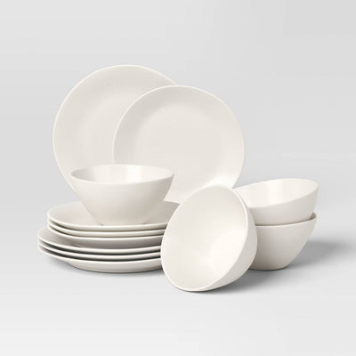 New - 12pc Stoneware Aralia Dinnerware Set Sour Cream - Threshold™