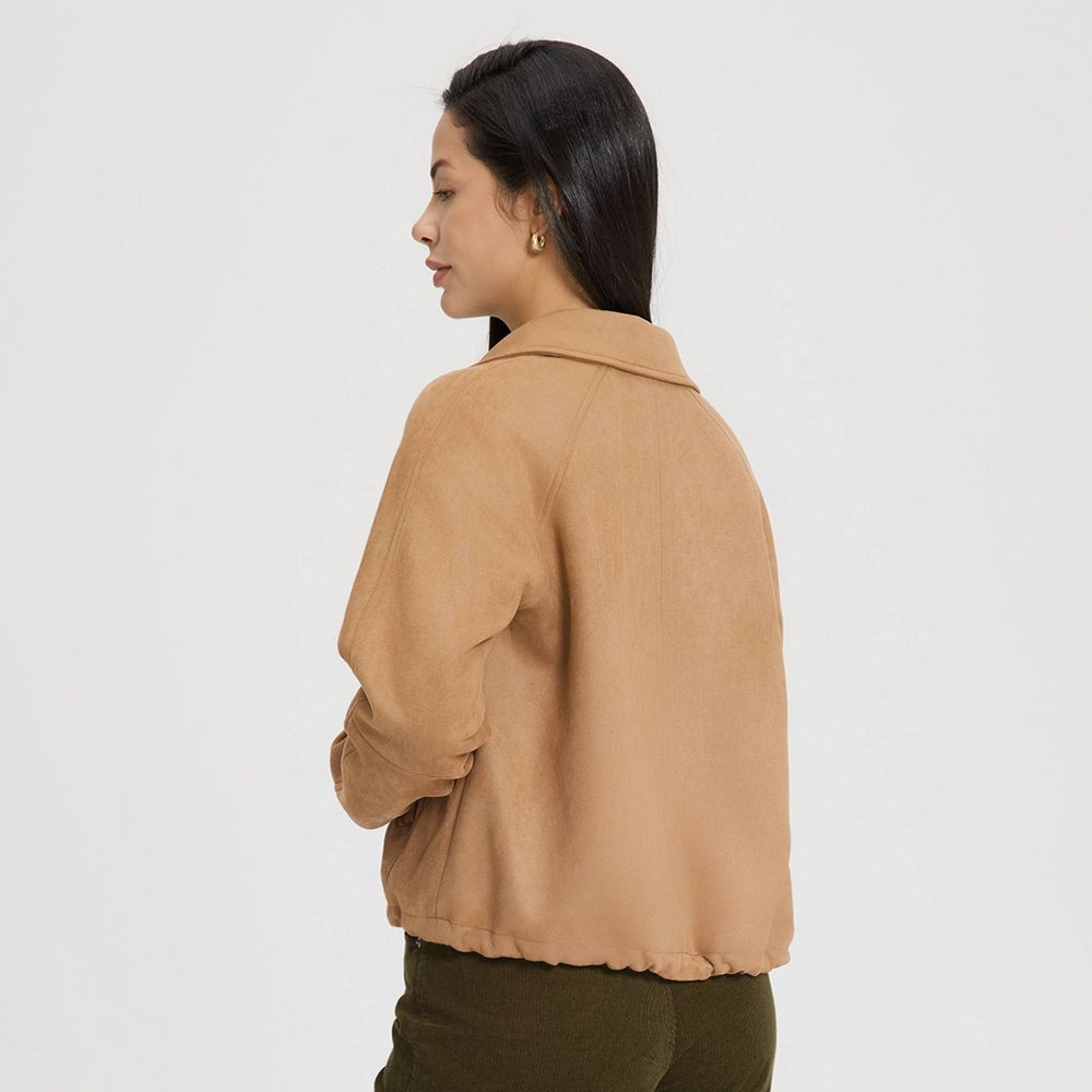 New - Women's Suede Bubble Jacket - Universal Thread™ Brown L
