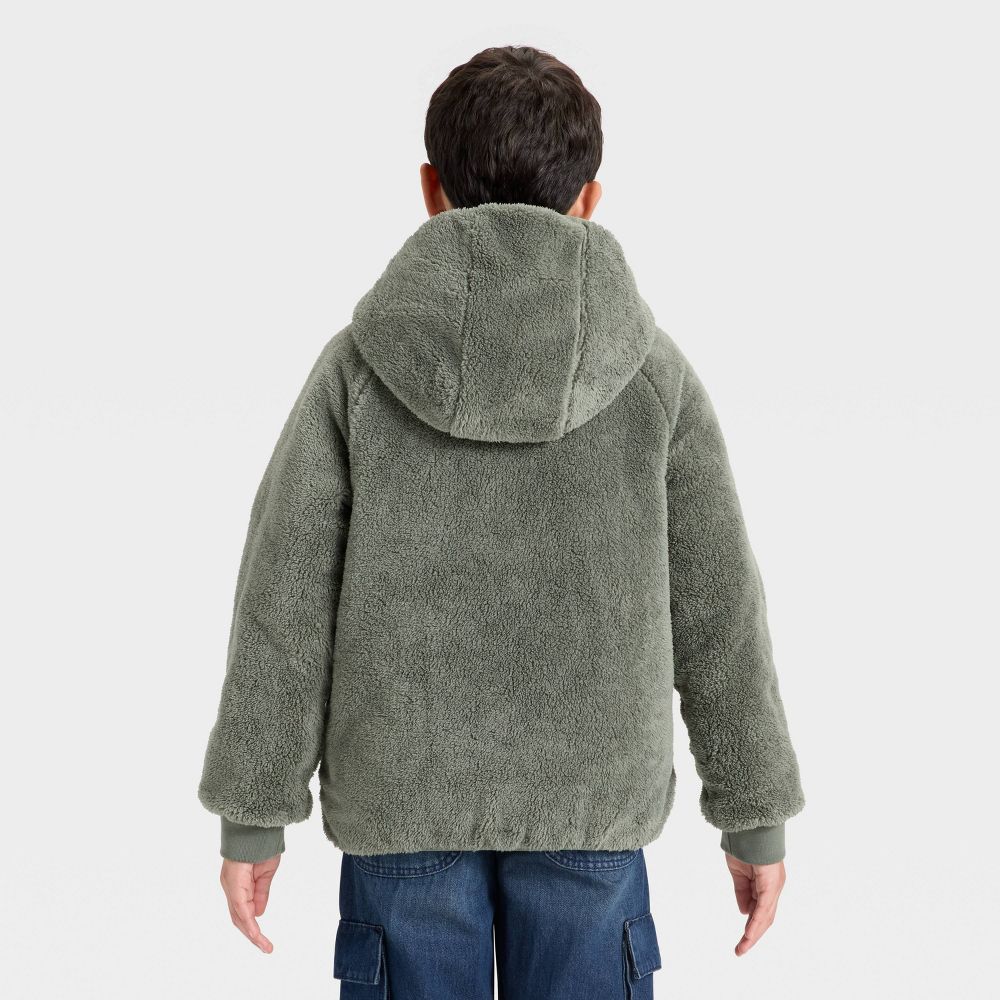 New - Boys' Denoeye Printed Hooded Reversible Puffer - Cat & Jack™ L