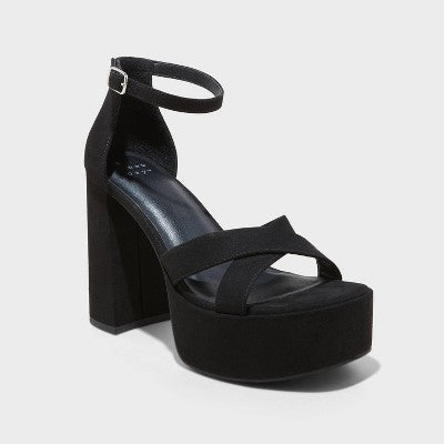 New - A New Day Women's High Block Heel Platform Sandals Buckle Memory Foam A New DayBullseye Deals